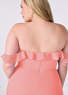 Barbie ♥ Azazie Robes de demoiselle d'honneur Robe Trapèze Convertible en Mousseline de soie Épaule décolletée Corail image11
