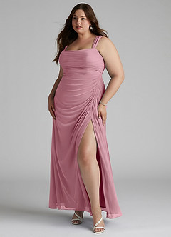 Azazie Jesaphine Bridesmaid Dresses Vintage Mauve Sheath Ruched Mesh Dress image8