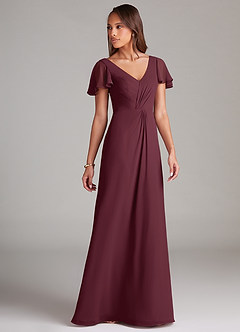 Azazie Soren Bridesmaid Dresses Cabernet A-Line Ruched Chiffon Dress image4