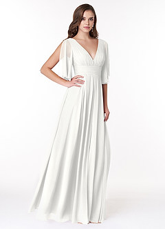 Azazie Temeka Robes de demoiselle d'honneur Robe Trapèze en Mousseline de soie Rayé Blanc image8