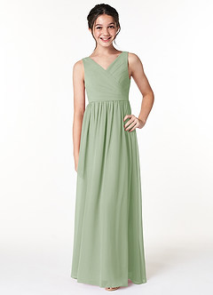 Azazie Sawyer Junior Dusty Sage A-Line Pleated Chiffon Dress image1