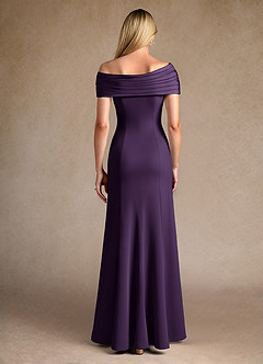 Azazie Pierce Mother of the Bride Dresses Plum Mermaid Pleated Stretch Crepe Dress image3