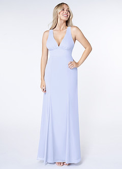 Azazie Christiana Bridesmaid Dresses Lavender A-Line V-Neck Pleated Chiffon Dress image1