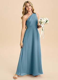 Azazie Phaedra Junior Bermuda A-Line Pleated Chiffon Dress image6