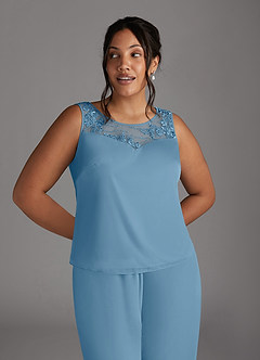 Azazie Frances vestidos de madre de la novia Vestido de Azul Acero de Malla de Mono/Traje de pantalón con Scoop image10