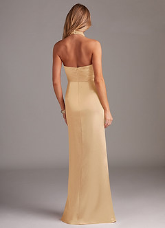 Azazie Jemma Bridesmaid Dresses Gold Sheath Pleated Stretch Satin Dress image6