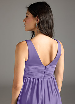 Azazie Yetta Maternity Bridesmaid Dresses A-Line Pleated Stretch Satin Floor-Length Dress image5