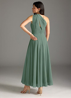 Azazie Charlize Vestidos de damas de honor Vestido de Eucalipto de Gasa de Corte en A con Hombro unilateral image2