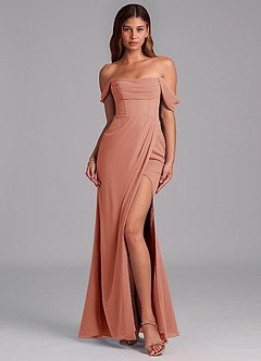 Azazie Johana Jurken voor bruidsmeisjes Converteerbaar Jurk van Chiffon met Zeemeermin Off the Shoulder Meer Gesneden image3