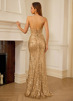Dominsign Champagne Sequined Embroidery Mermaid Corset Prom Dress image2