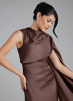 Azazie Taj Bridesmaid Dresses Ganache Mermaid Corset Stretch Satin Dress image3