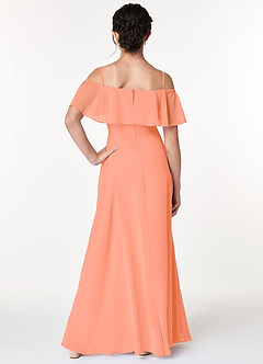Azazie Maggie Junior A-Linie Schulterfrei Chiffon Kleid Sonnenuntergang image2