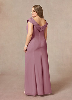 Azazie Cupid Mother of the Bride Dresses Vintage Mauve A-Line Boatneck Lace Chiffon Dress image9