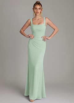 Azazie Agustina Bridesmaid Dresses Agave Mermaid Corset Chiffon Dress image3