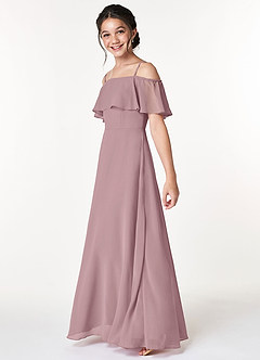 Azazie Maggie Junior Dusty Rose A-Line Off the Shoulder Chiffon Dress image5