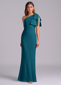 Azazie Yuanna Bridesmaid Dresses Ink Blue Mermaid One Shoulder Chiffon Dress image5