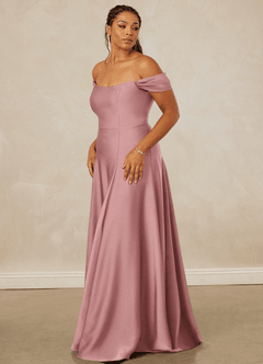 Christian Siriano Bridal for Azazie 1002 Bridesmaid Dresses Dusty Rose A-Line Off the Shoulder Stretch Satin Convertible Dress image12