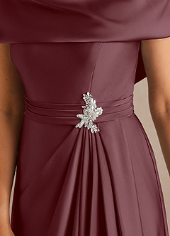 Azazie Branford Abiti per la Madre della Sposa Abito A-Line in Raso Elasticizzato Plissettato Sangria image4