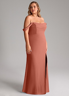 Azazie Saige Bridesmaid Dresses Clay A-Line Off the Shoulder Chiffon Convertible Dress image12