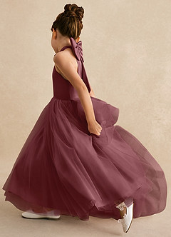 Azazie Bev vestidos de niña de las flores Vestido de Rosa Del Desierto de Tul de Corte En A con Convertible image7