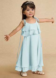 Azazie Temi Flower Girl Dresses Mist A-Line Spaghetti Strap Chiffon Dress image8