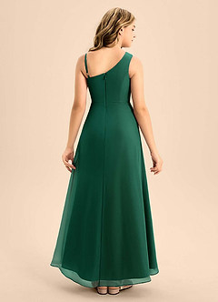 Azazie Brooke Junior Vestido de Esmeralda de Gasa de Corte en A con Corte Lateral image2