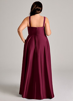 Azazie Shaude Bridesmaid Dresses Burgundy A-Line Pleated Stretch Satin Dress image14