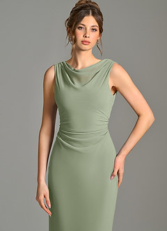 Azazie Kieryn Bridesmaid Dresses Pistachio Mermaid Pleated Chiffon Dress image6