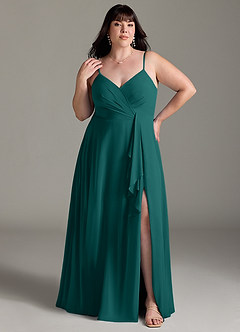 Azazie Akita Bridesmaid Dresses Peacock A-Line Chiffon Dress image5