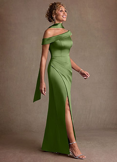 Azazie Kamala Abiti per la Madre della Sposa Abito Tubino in Raso Elasticizzato Monospalla Ginepro image3