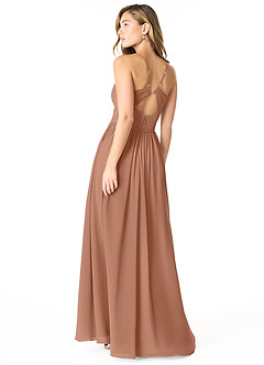 Azazie Cora Bridesmaid Dresses Bronzer A-Line Pleated Chiffon Dress image2