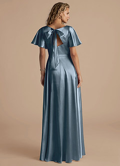 Azazie Kimber Bridesmaid Dresses Twilight A-Line Ruched Metallic Satin Dress image4