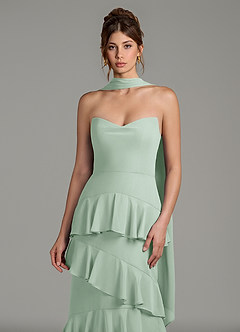 Azazie Imani Bridesmaid Dresses Agave A-Line Ruched Chiffon Dress image2