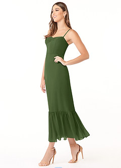 Azazie Justina Bridesmaid Dresses Olive A-Line Sweetheart Neckline Chiffon Dress image3