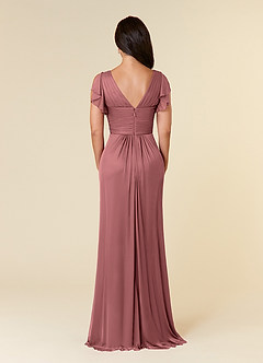 Azazie Reneya Mother of the Bride Dresses Desert Rose A-Line Pleated Mesh Dress image4