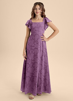 Azazie Bondi Junior Wisteria A-Line Bow Floral Burnout Dress image4