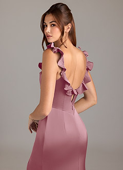Azazie Callie Bridesmaid Dresses Vintage Mauve A-Line Ruched Stretch Satin Convertible Dress image2
