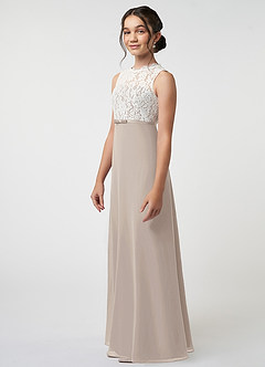 Azazie Rana Junior Frost A-Line Lace Chiffon Dress image3