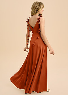 Azazie Gumdrop Junior Burnt Orange Empire Pleated Stretch Satin Dress image1