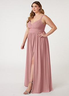 Azazie Chanel Abiti da Damigella Abito A-Line in Chiffon Plissettato Rosa Polverosa image10