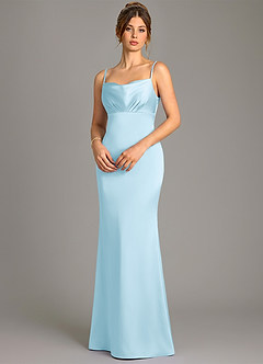 Azazie Reverie Bridesmaid Dresses Sky Blue Mermaid Corset Stretch Satin Dress image2