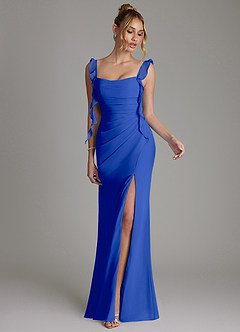 Azazie Jessamine Bridesmaid Dresses Royal Blue Mermaid Corset Chiffon Dress image4