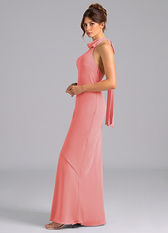 Azazie Velli Bridesmaid Dresses Coral Mermaid Bow Chiffon Dress image5