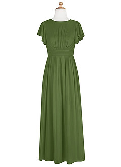 Azazie Mosley Junior A-Linie Gestreift Gittergewebe Kleid Olivgrün image7
