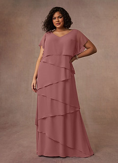 Azazie OHara Mother of the Bride Dresses Desert Rose A-Line V-Neck Chiffon Dress image12
