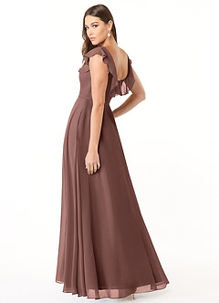 Azazie Jinny Abiti da Damigella Abito A-Line in Chiffon con Scollo Quadrato e Increspature Espresso image7