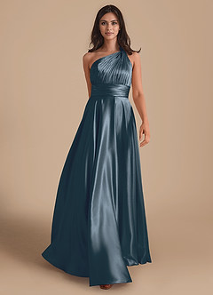 Azazie Charlize Bridesmaid Dresses Twilight A-Line One Shoulder Metallic Satin Dress image1