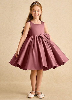 Azazie Jessie Flower Girl Dresses Amethyst A-Line Bow Matte Satin Dress image5