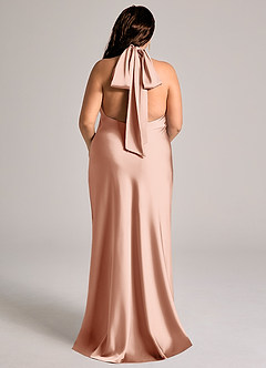 Azazie Velli Abiti da Damigella Abito Sirena in Raso Elasticizzato Collo Alto Oro Rosa image9