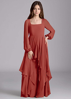 Azazie Clara Junior Klänning av A-Line i Chiffong Blouson image5